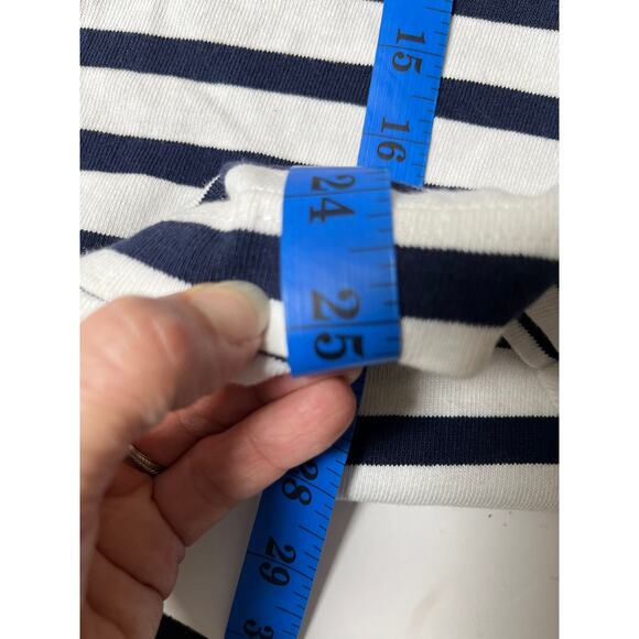 J.Crew Cotton Tunic Top Small Navy White Long Sleeve Striped‎ Nautical Breton - Picture 9 of 11